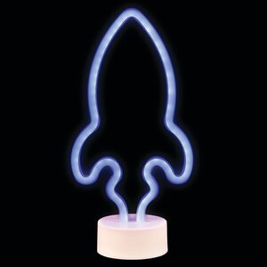 Neon Rocket Ship Light 12In