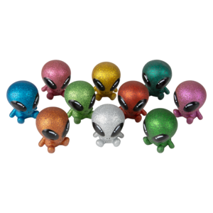 Rubber Glitter Alien 2.5In Asm